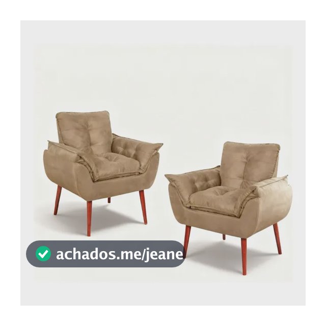 02 Poltrona Decorativa Para Sala Quarto Recepção Consultorio Capuccino