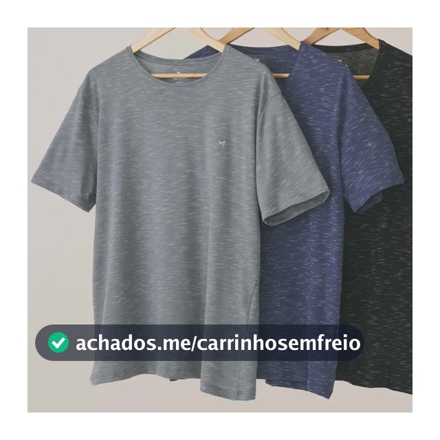Kit 3 Camisetas Básicas Masculinas Com Bordado Hering