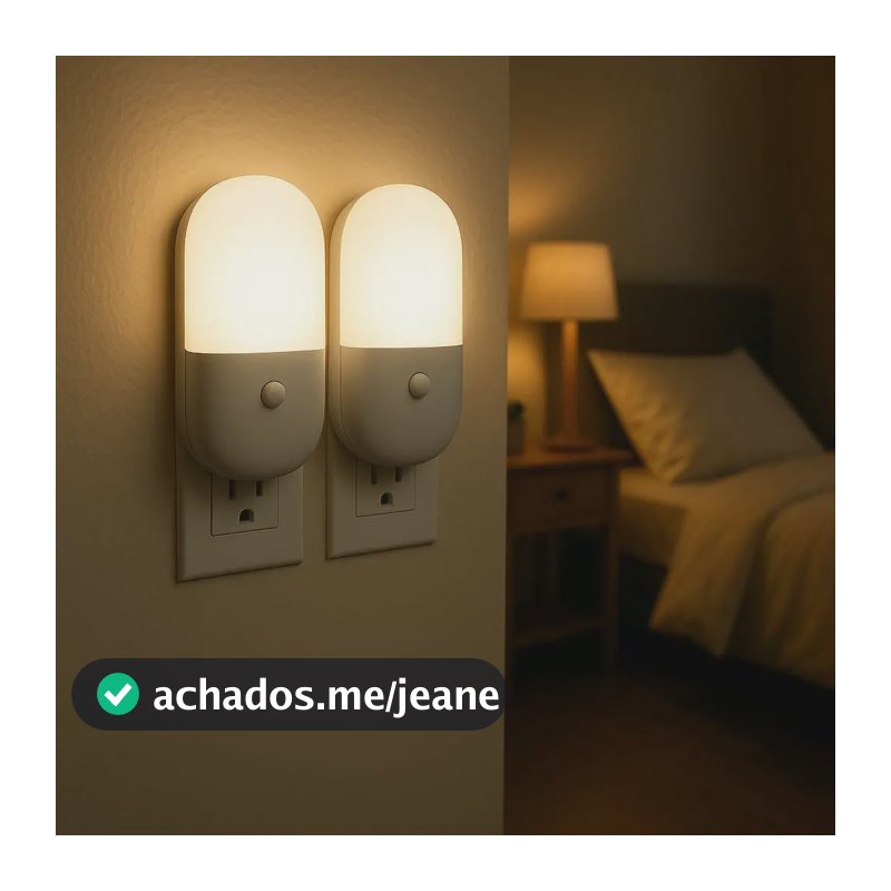 Kit 2 Luminárias Tomada Mini Abajur Infantil Led Luz Noturna Quarto Bebê Decoração Econômica Compacta Segurança Corredor Presente Criativo Iluminação Automática Moderna Charmosa