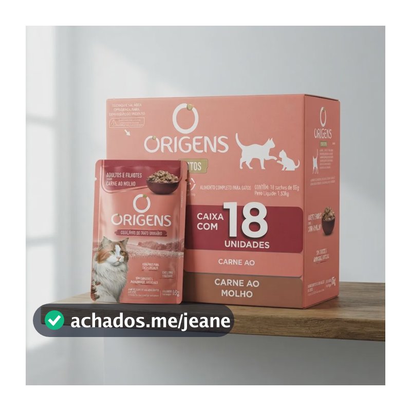 Origens Sachê Gatos Adultos Filhotes Carne Ao Molho 85g 18un