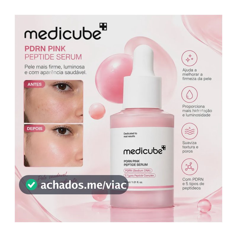 Sérum Facial Medicube PDRN Pink Peptide 30ml para Hidratação, Firmeza e Elasticidade