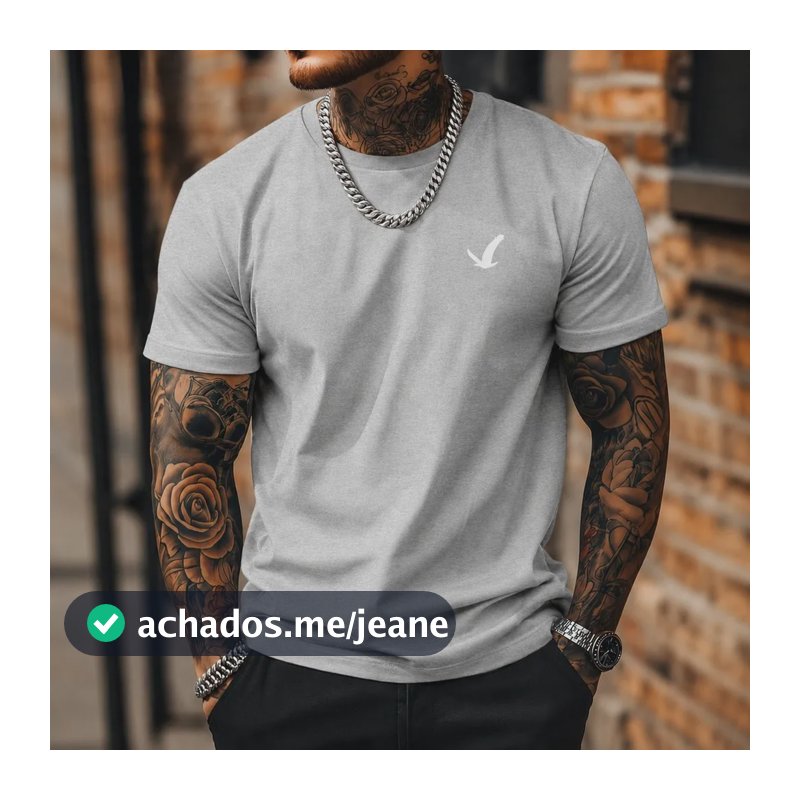 Camiseta Masculina Falcão Estampada 100% Algodão Confortável Cinza Gg