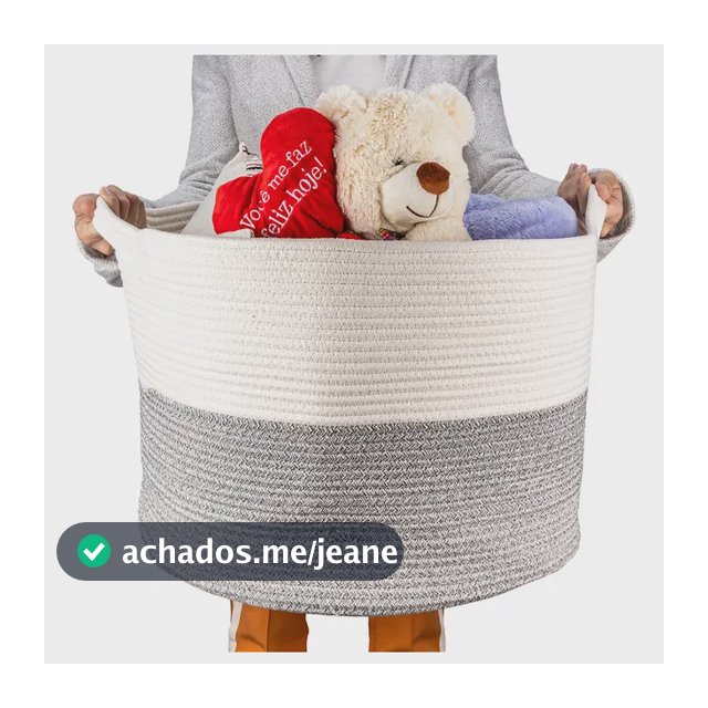 Cesto Organizador De Corda Algodão Para Sala Artiko Decor+ Grande Com Alças 33x50