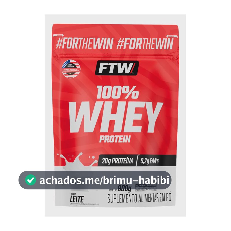 Whey Protein 100% Concentrado Refil 900g Sabor Leite - FTW