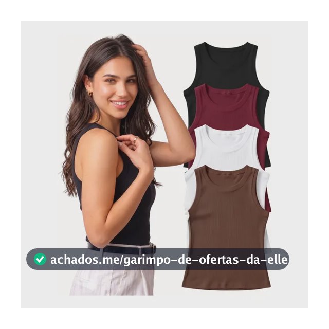 Kit 4 Blusa Regata Canelada Feminina Nadador Moda Básica Preto/marrom/vinho/branco Liso G
