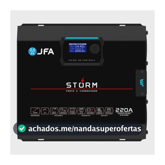 Fonte Carregador Jfa 220a 12v Storm Bivolt Preto