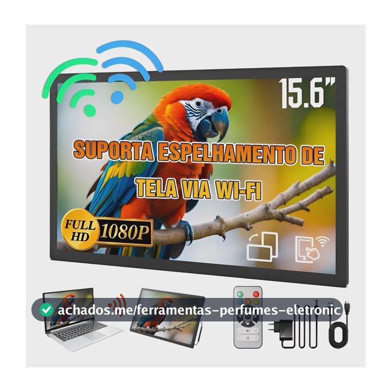 Monitor Gamer Portátil Sem Fio 15.6'' Full Hd 1080p 60hz Preto 127-220v