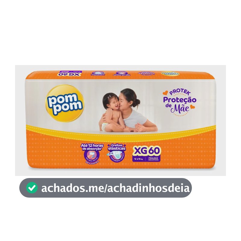 Fralda Pom Pom Protek XG Proteção de Mãe com 60 Unidades