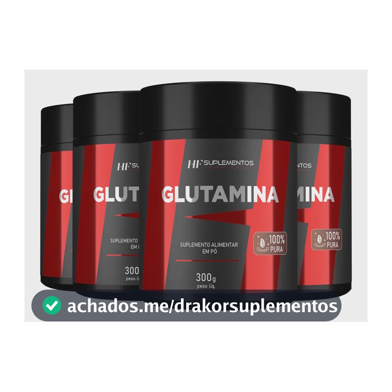 4x Glutamina 300g Hf Suplementos Sem Sabor