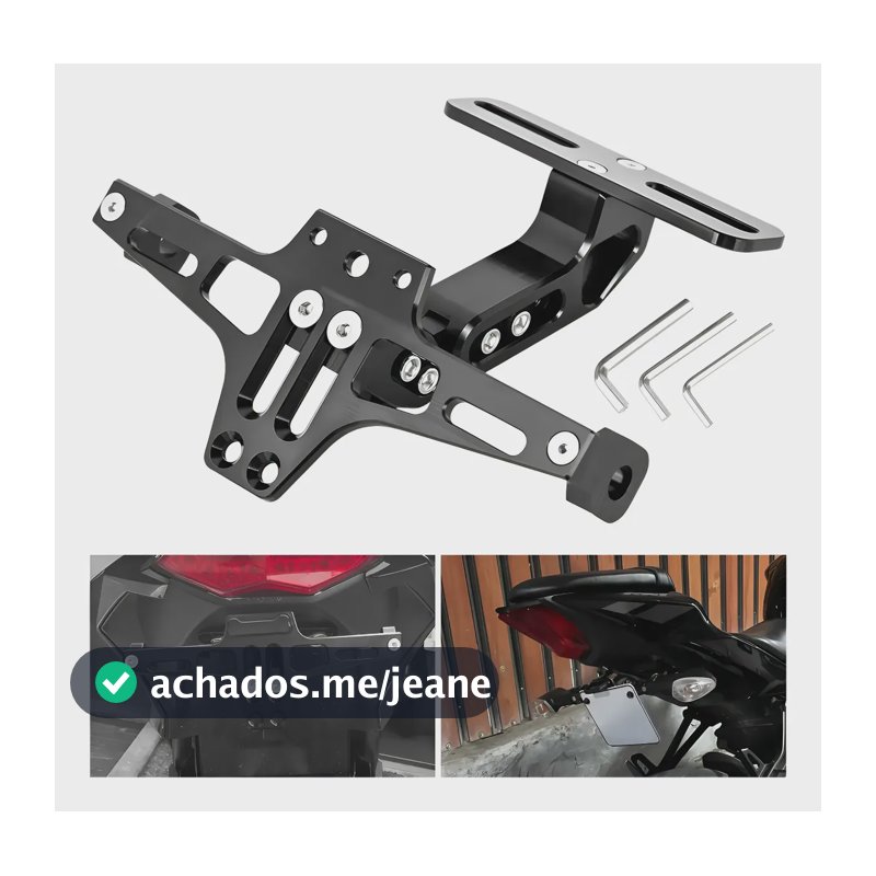 Suporte Protetor Placa Moto Em Liga Alumínio Cnc Universal Preto