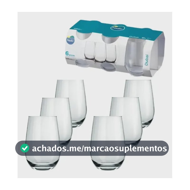 Kit 6 Copos De Vidro 480ml Nadir Figueiredo Dubai Long Drink