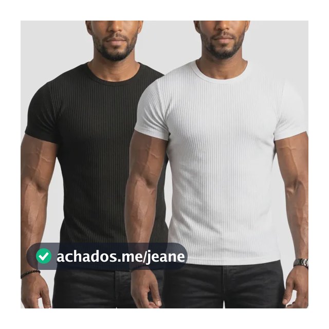 Kit 2 Camisetas Americana Texturizada Canelada Ribana Slim