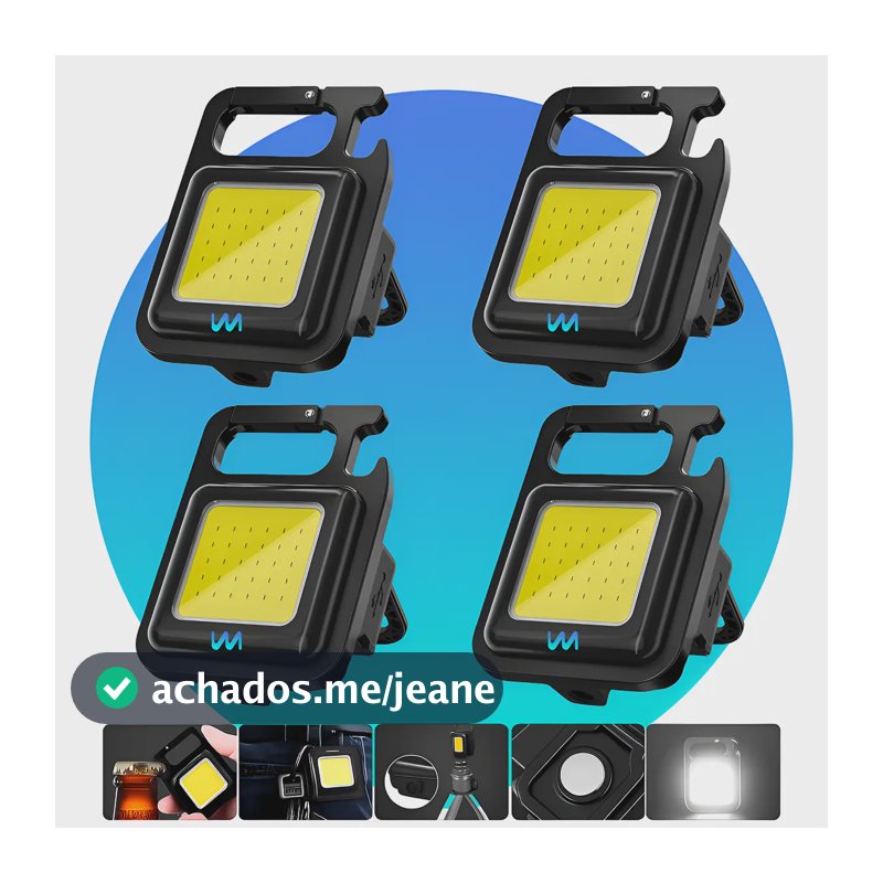 4x Mini Lanterna Refletor Led Potente 3 Modos De Luz Recarregável Usb Com Imã Multifuncional 6 Em 1 Chaveiro Abridor De Garrafas Pesca Acampamento Trilhas Wmix Eletrônicos