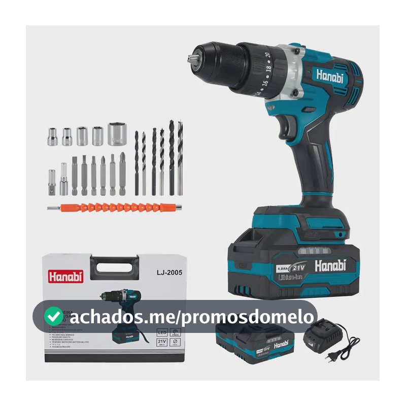 Parafusadeira Furadeira Impacto 13mm 21v Brushless 2 Bateria Azul-petróleo 127/220v