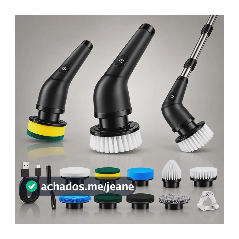 Escova de limpeza elétrica giratória 12 em 1 Potente EPS-4114 cor Preto