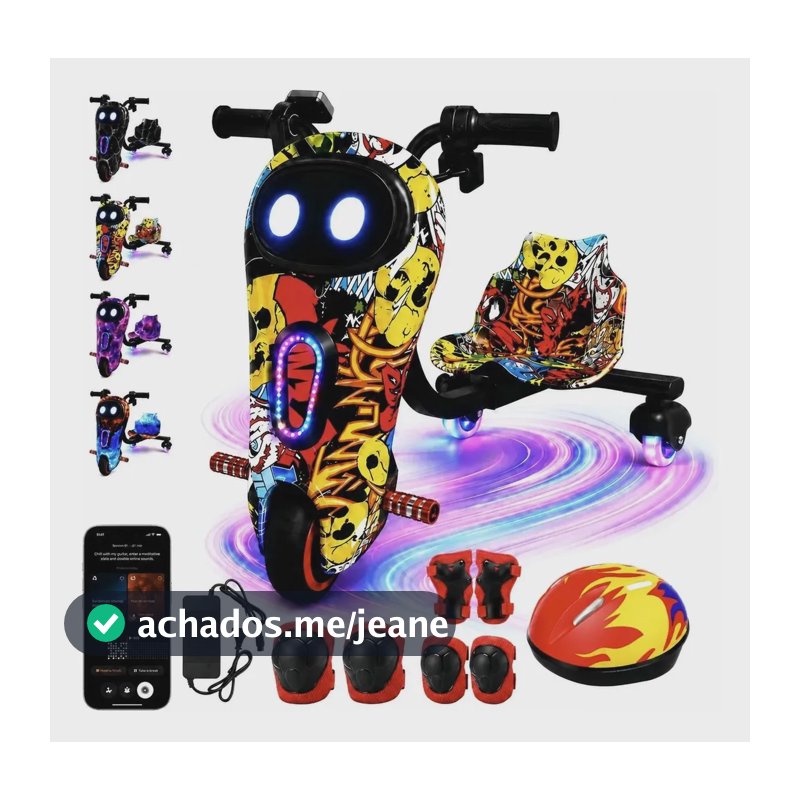 Patinete Triciclo Elétrico Drift Infantil C/ Led Y Bluetooth