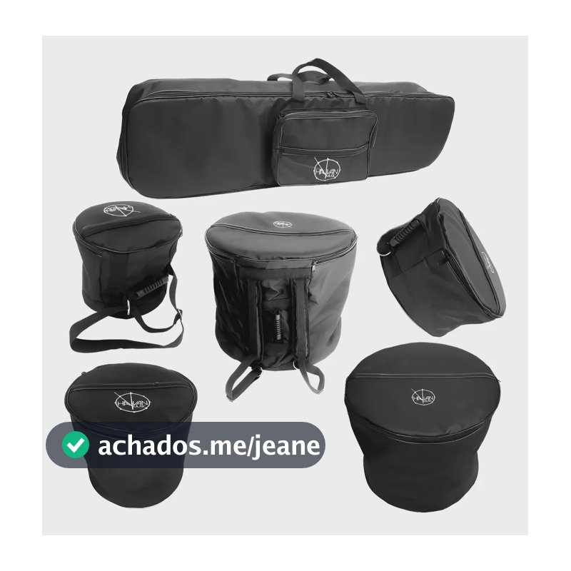 Kit Bags Bateria Tons 8, 10, 12, 14 Bumbo 22 + Bag Ferragem Preto