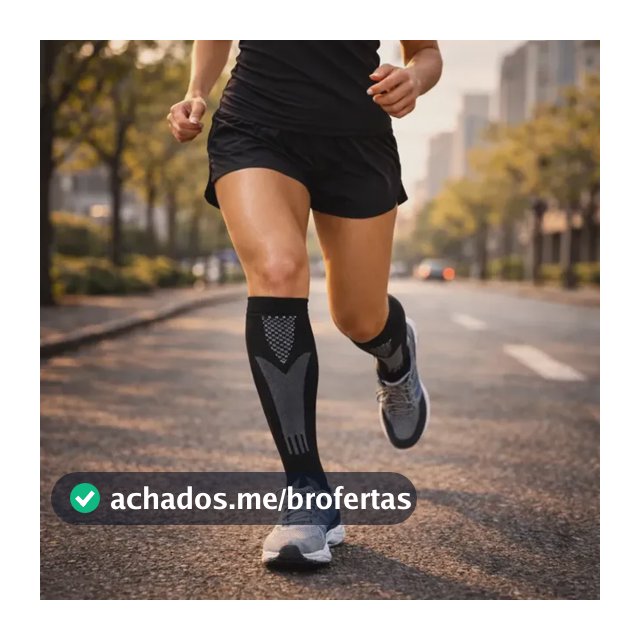 Meia De Compressão Esportiva Cano Alto 3/4 Corrida Ciclismo