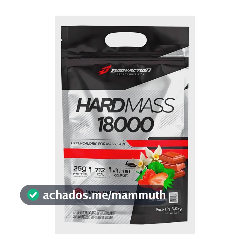 Hard Mass 18000 Hipercalórico 3kg - Sabor Baunilha - Bodyaction