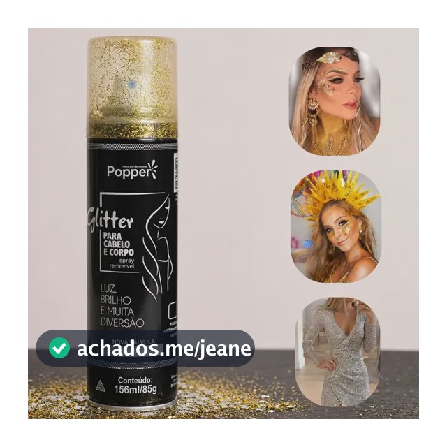Spray Glitter Para Roupas Cabelo E Corpo Purpurina Removível