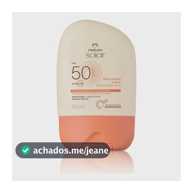 Protetor Solar Natura Facial FPS50 Pele Normal a Seca 50ML