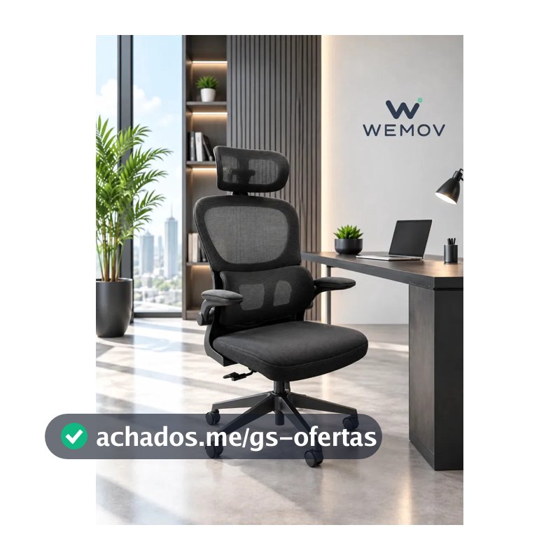 Cadeira De Escritorio Ergonomica Wemov Com Encosto de Lombar Giratoria Resistente Reforçada 180kg Confortavel Reuniao
