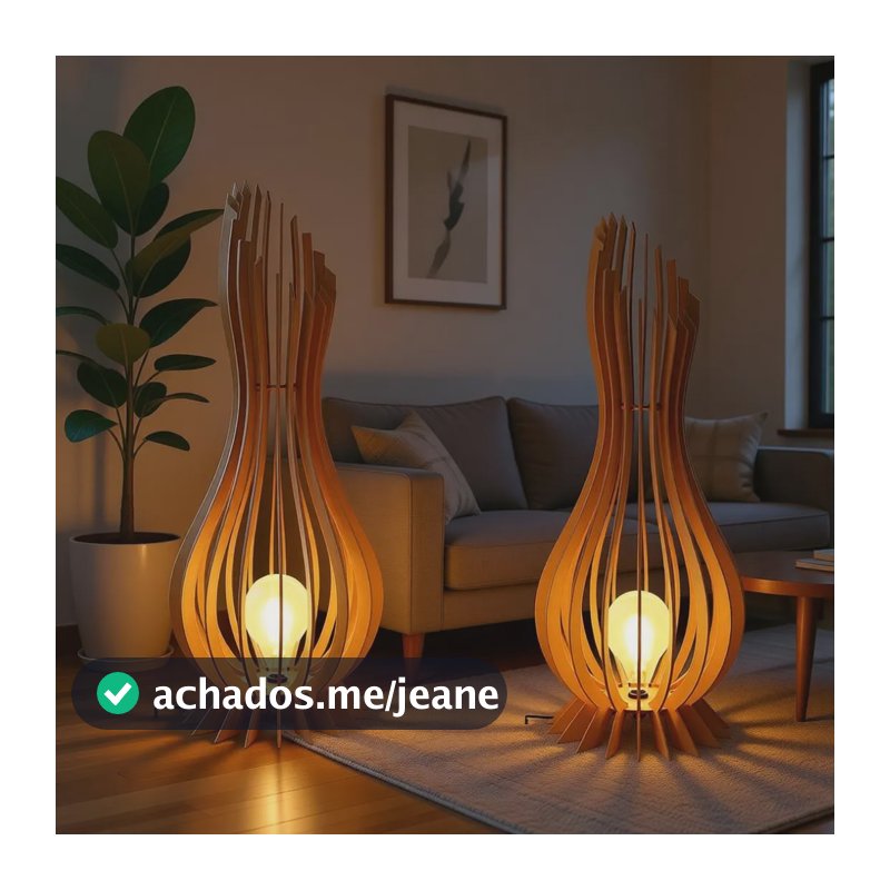 Luminária De Chão Ana Maria Mdf Kit Com 2 - 90cm E 60cm Mdf Cru