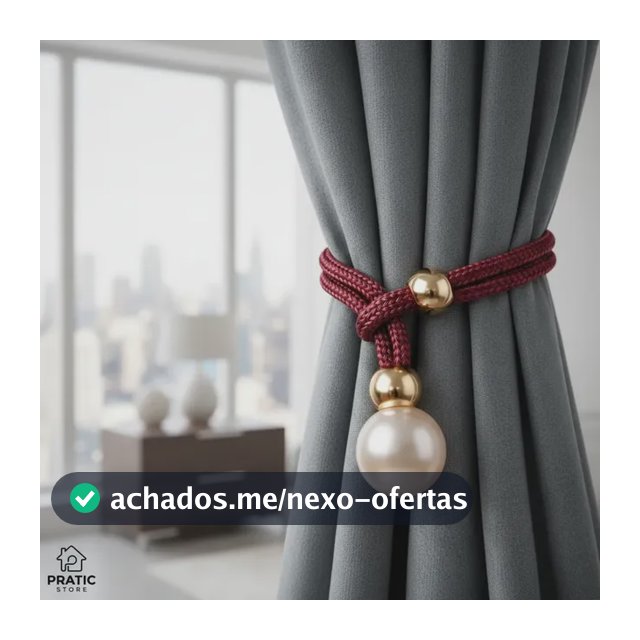 Kit 2 Prendedores P/ Cortina Perola Luxo Presilha Ajustável Bordô - Pérola Luxo