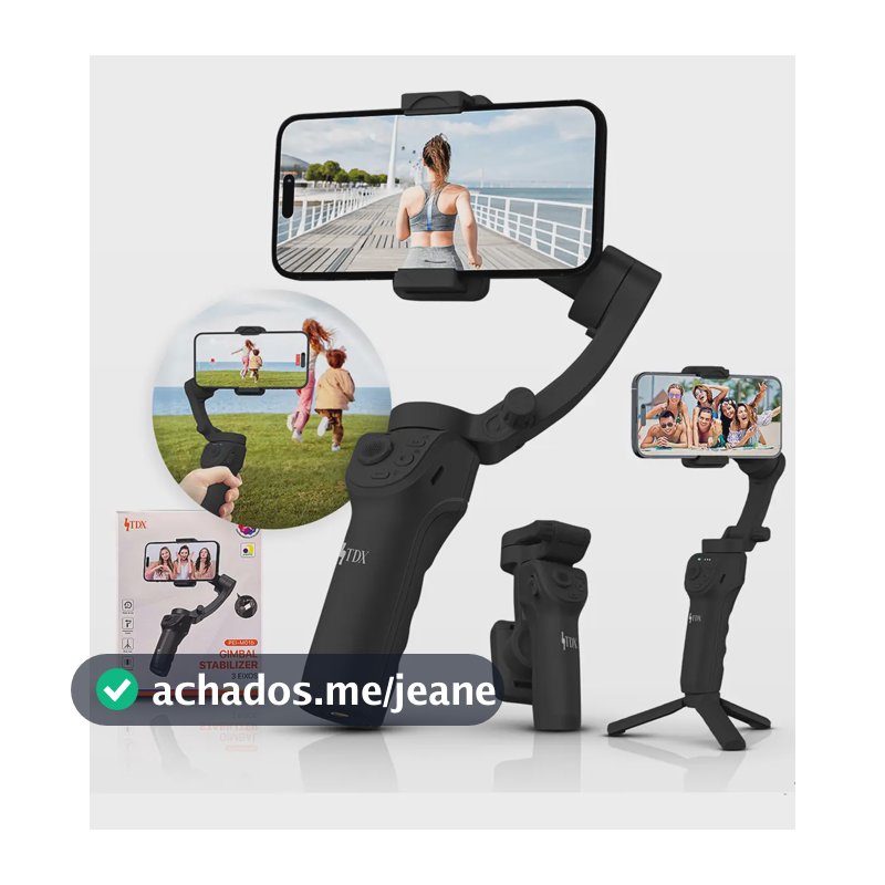 Estabilizador Celular Gimbal 3 Eixos Para Tripé Ia Video Estabilizador Câmera 360 Compatível Com iPhone Andoid Ios Marca Tdx Cor Preto