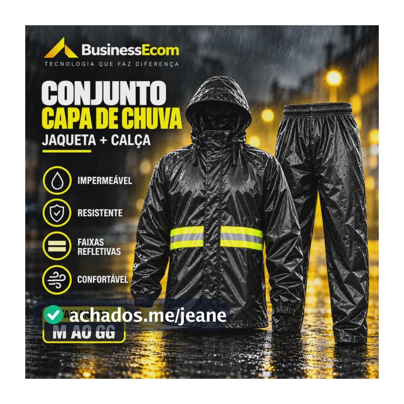 Capa De Chuva Motoqueiro Motoboy Moto Conjunto Impermeável Preto Gg