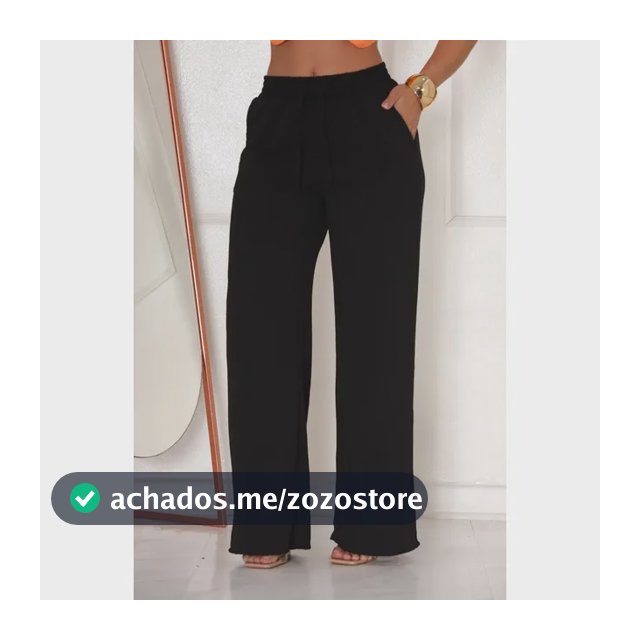 Calça Pantalona Wide Leg Duna Elastico Na Cintura/gestante