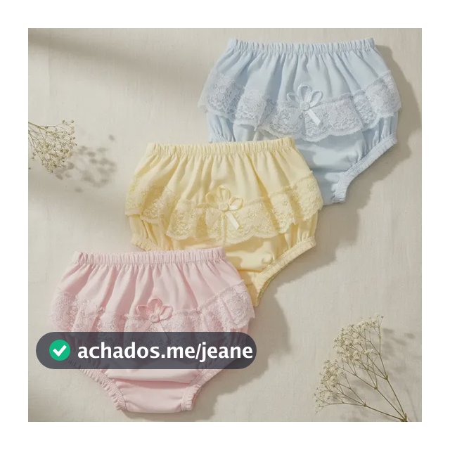 Calcinha Bunda Rica Kit Com 3 Peças Tapa Fraldas Em Algodão
