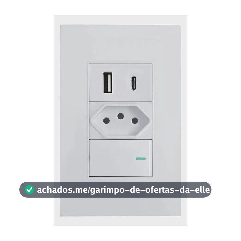 Tomada Interruptor Paralelo + Usb Tipo C De Parede Universal Branco