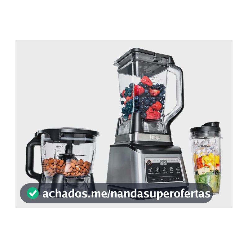 Liquidificador Ninja Kitchen System 3 em 1 Processador e Triturador Jarras de 2,2 Litros e 700ml 1.200W 110V