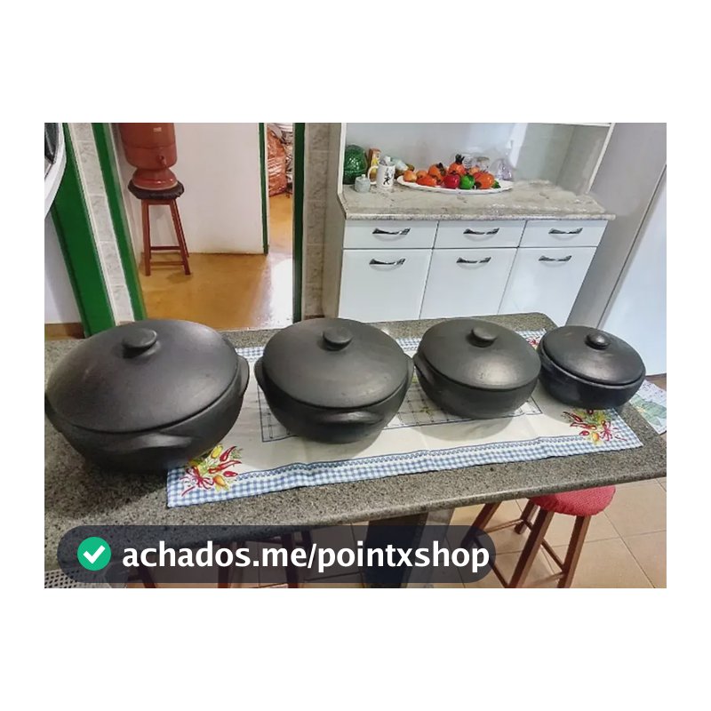 Jogo Panelas De Barro Para Arroz Moqueca 1,2,3,4 +suporte Preto