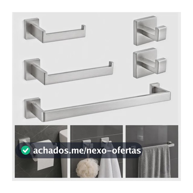 Kit Luxo Para Banheiro Em Inox 304 Com Porta Toalhas 5 Peças