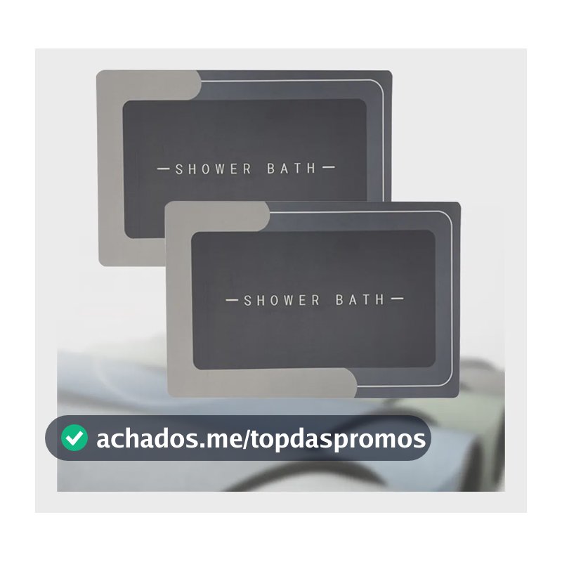 Kit 2 Tapete Banheiro Antiderrapante Absorvente Magico 40x60 Cinza-escuro-quadrado
