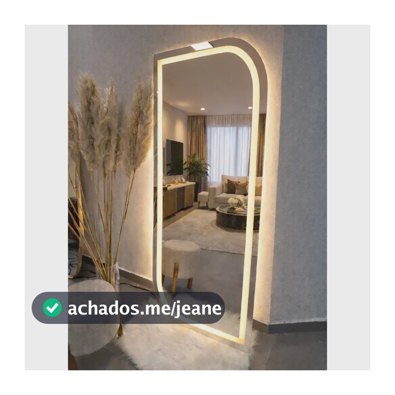 Espelho Orgânico Luxo 170cm Led Bivolt Quente 3000k Decorativos Led Jateado Polido Corpo Inteiro Para Usar Em Sala Closet Quarto Camarim Hall Salão Banheiro Iluminação Moderno Premium E24 Vmex