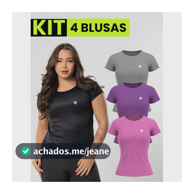 Kit 4 Blusas Feminina Fitness Dry Fit  Camiseta Academia