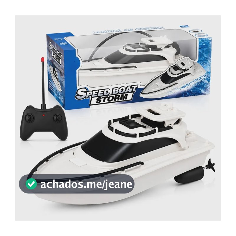 Lancha De Controle Remoto, Barco Iate Cor Branco, Plástico Abs, 26 Cm, Funciona Na Água, Ciclos De 27mhz, Para Crianças Acima De 3 Anos