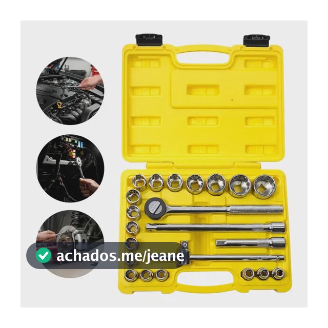 Kit Jogo De Soquete Chave Catraca Dpx022 Amarelo