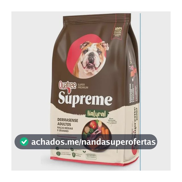 Ração Seca Quatree Supreme Dermato para Cães Adultos Sabor Cordeiro/Salmão 15kg