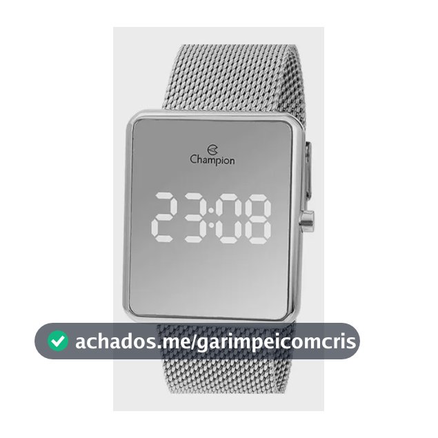 Relógio de pulso digital Champion CH40080S com corria de aço cor prata - fondo espelhado