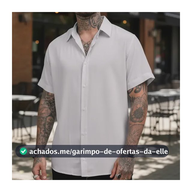 Camisa De Botão Masculina Manga Curta Social Verão Slim
