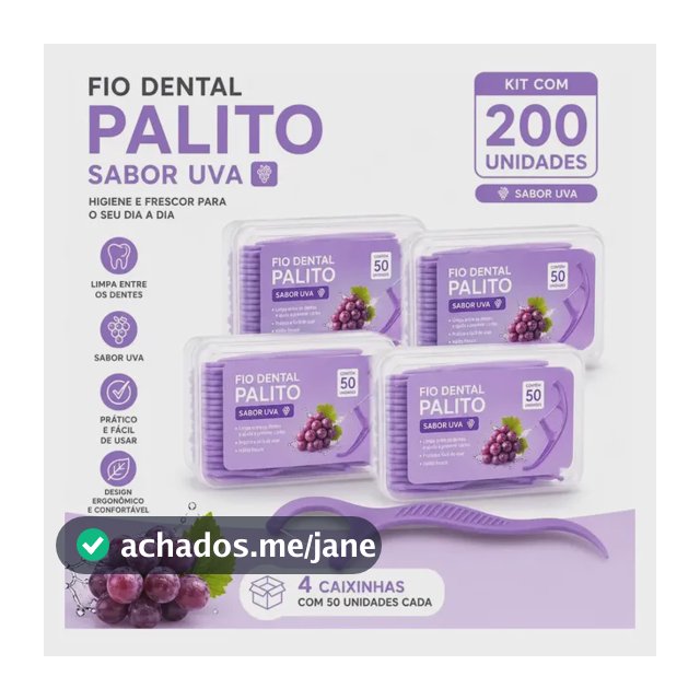 Kit 200 Palitos Fio Dental Saborizado Ultrafino Arqueado Fru