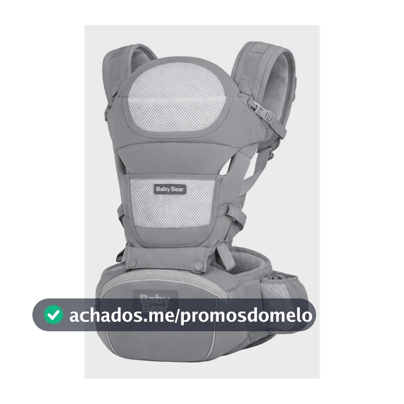 Bolsa Canguru Ergonômico Bebê Mãe Premium 12 Posições 4 Em 1 Baby Bear Cor Cinza
