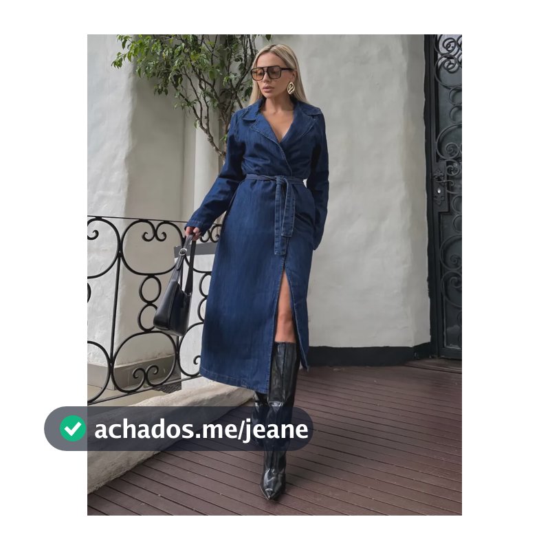 Sobretudo 100% Algodão Jeans Premium  Midi Jaqueta Alongada Única Gg (42) Liso