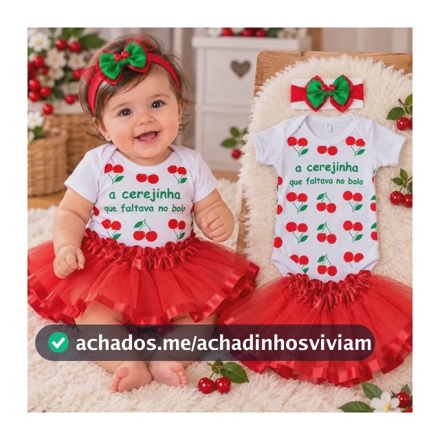 Body Bebê Cereja Menina Frutas Mesversário Kit Fantasia