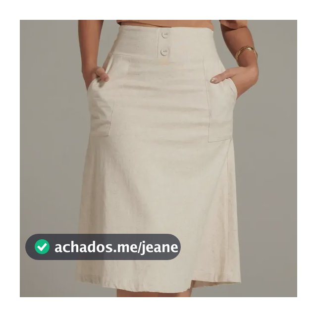 Saia Midi De Linho Elegante Com Botões Encapados