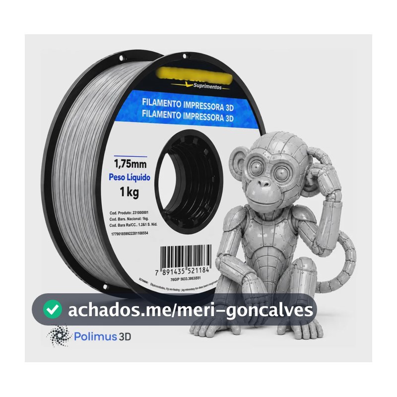 Filamento De Impressão 3D PETG Cor CINZA 1kg MASTERPRINT Brilho Premium Para Imprimir Peças 3D Impressora 3D Modelagem Miniaturas Enfeites e Projetos By Polimus 3D